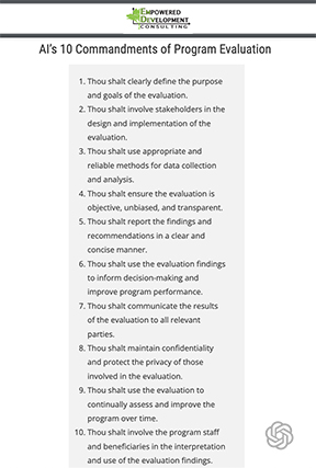 Image of ChatbotGPT's 10 commandments of Program Evaulation
